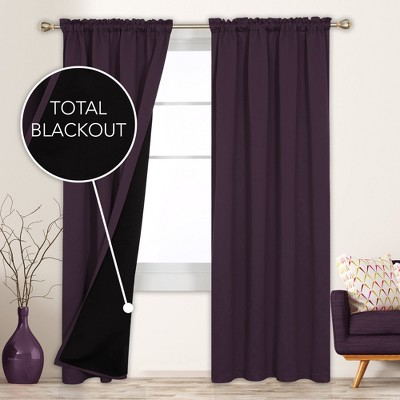 Deconovo ModernLuxury 100% Full BlackOut SatinRodCurtains For LivingRoom or BedRoom 2Panels