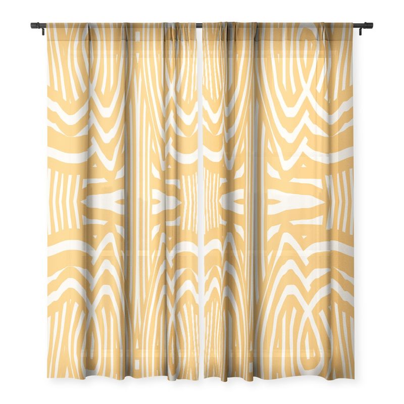 Little Dean Yellow mustard boho stripe Single Panel Sheer Window Curtain - Deny Designs, 3 of 4