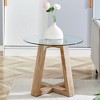 NicBex Modern Circular Tempered Glass Coffee Table with Wood Colored MDF Legs,Distinctive Design Tea/Center Table for Living Room - 3 of 4