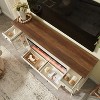 OKD 70" Fireplace TV Stand for 80 Inch TV, Farmhouse TV Stand w/Door & Drawers, Dark Rustic Oak - 3 of 4