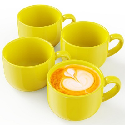 Omniware Teaz Cafe 24oz Jumbo Mug, Set of 4 - Rustic Stoneware, Oversized Handle, Dishwasher Safe, Lead-Free Glaze