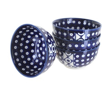 Blue Rose Polish Pottery 971-4 Zaklady 4 Piece Dessert Bowl Set
