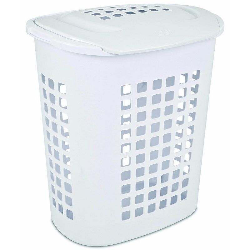 Sterilite Bushell 24 in Tall Lift Top XL Laundry Basket Hamper, White (4 Pack), 2 of 7