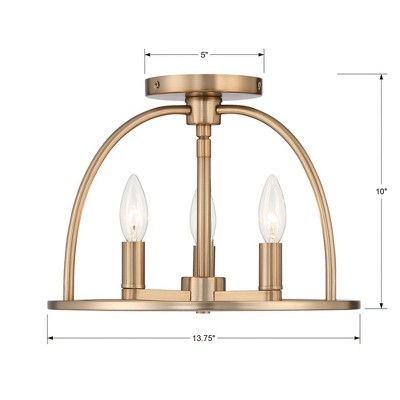 Vibrant Gold 3-Light Crystal LED Flush Mount Ceiling Fixture