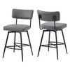 26" PU Leather Armless Swivel Counter Stool (Set of 2) with Curved Backrest and Bowknot Footrest for Kitchen, Dining Room, or Bedroom - 2 of 4