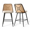 Set of 2 Rattan Back Counter Bar Stools,Double Layer Paded Counter Height Chairs for Dining Room,Island,Home Bar-Tanpinhause - 2 of 4