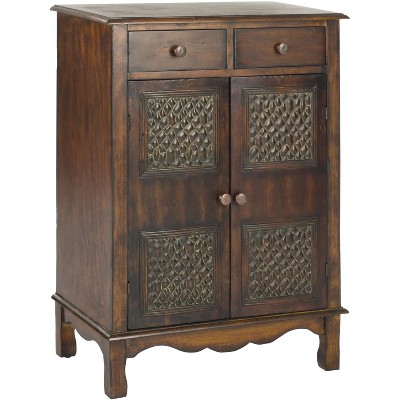 Herbert Dark Brown Solid Birch Accent Cabinet with Brass Knobs