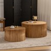 Okak Nesting Coffee Table Set of 2, Ribbed Cylinder End Tables, Vintage Farmhouse Style for Living Room Office Balcony Yard, Natural - 2 of 4