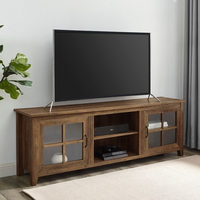 NicBex TV Stand for 80 Inch TV with 2 Glass-Door Cabinets,TV Entertanment Center with Open Shelves,Modern TV Console Table for Living Room