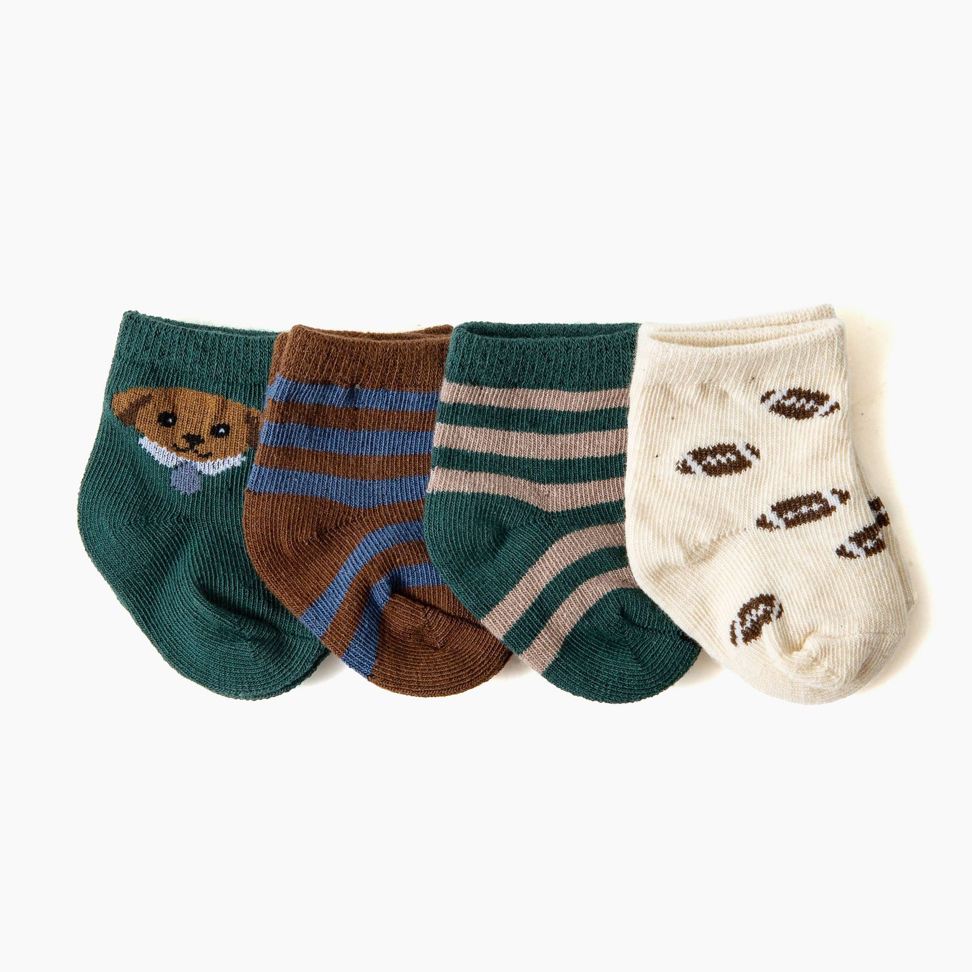 Picolette by Olivia Culpo Baby Boys' Oliver Dog ankle Socks - Green/brown/white