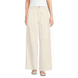 Lands' End Women's Lightweight Denim Mid Rise Pleated Slouchy Jeans - 1 of 4