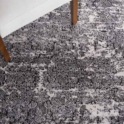 Amelia Grey and Charcoal Abstract Square Area Rug