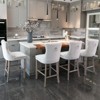 VYNXARIA Contemporary Velvet Upholstered Barstools with Button Tufted Decoration and Wooden LegsSet of 2 (Beige) - 4 of 4