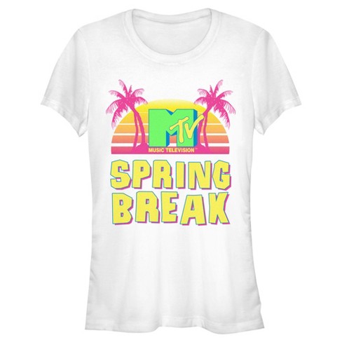 Junior s Women Mtv Retro Spring Break T shirt White X Large