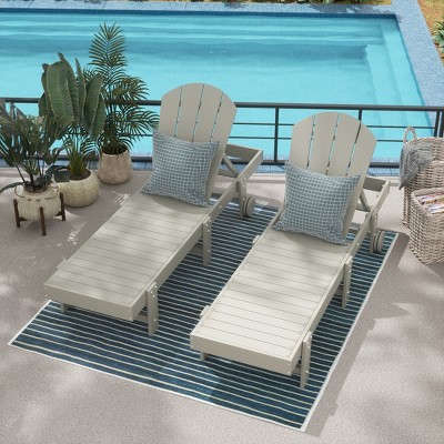 WestinTrends Malibu Adirondack Poly Reclining Chaise Lounge With Wheels (Set of 2pcs)
