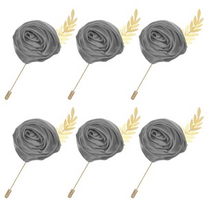 Unique Bargains Wedding Rose Men Suit Boutonnieres Lapel Pins 6 Pcs - 1 of 4