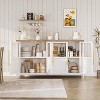 55" Modern Farmhouse Sideboard Buffet Cabinet with 4 Glass Doors snd Storage,for Kitchen Dining Room, Living Room (Glass with 4 Door, White) - 4 of 4