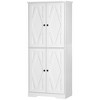 HOMCOM 70.75" Farmhouse Tall Kitchen Pantry Storage Cabinet, Freestanding Cabinets with Doors and Shelves, Kitchen Shelf Storage with 4 Tiers, White - 4 of 4