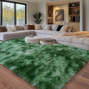 Orange Shag Rug, Ultra Soft 1.7" Thick, Non-Slip, 100% Polyester, Square & Round for Bedroom/Living Room - 1 of 4