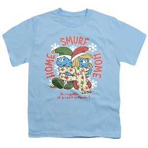 Boys' Smurfs Home Smurf Home, Christmas With Smurfette T-Shirt - 1 of 4