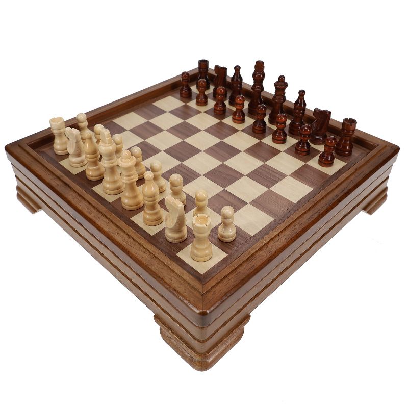 WE Games Walnut 7-Games-in-1 Combination Game Set - Includes Chess, Checkers, Backgammon, Dominoes, Cribbage, Poker, Dice and Cards, 2 of 9