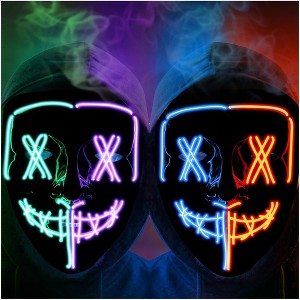 Mask, Halloween LED Mask, 2 Pcs, for Festival Cosplay,  Halloween Costume, Masquerade Parties - 1 of 4