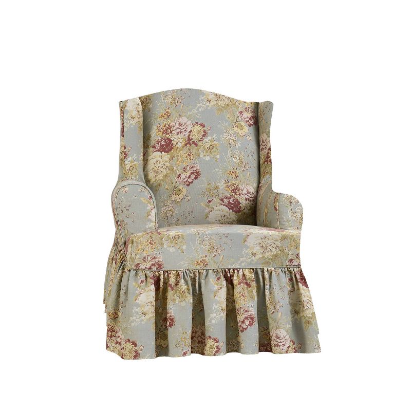 Ballad Bouquet Wing Chair Slipcover Rob&#39;s Egg Light Blue - Waverly Home, 3 of 6
