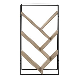CAVINAS Modern 5-Tier Leaning Bookshelf 60.25" Height,Contemporary Bookcase with Metal Frame,Wood Grain Finish Book Shelf for Office and Living Room - 1 of 4