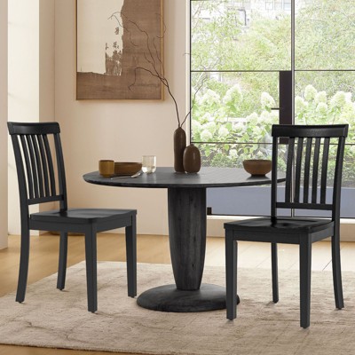 Set of 2 Wooden Windsor Dining Chairs with Spindle High Back, Farmhouse Side Chairs for Kitchen or Dining Room
