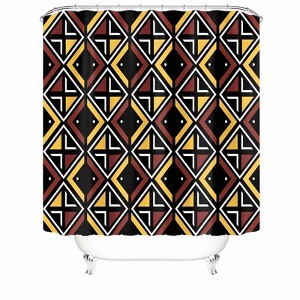 Yellow Wine Red Grid Shower Curtains for Bathroom Waterproof Fabric Bath Curtain Durable Soft Stylish Bathroom Decor 72x72 Inch - 1 of 1