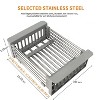 LunaLulinlk Extendable Dish Drying Rack, Over the Sink Drying Rack, Kitchen Drainage Tray and Fruit Drain Rustproof Stainless Steel-Black - 2 of 4