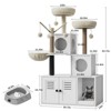 57.5 Inch Hidden Litter Box Enclosure with Cat Tree ＆ Condo, Modern 2 in 1 Cat Tree Tower with 2 Observation - 4 of 4