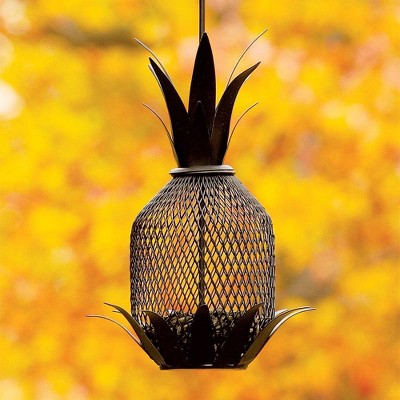 Black Metal Pineapple Hanging Suet Cage Bird Feeder
