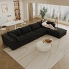 157.6" Blue Cloud Sofa Corduroy Fabric Deep Seat Couches with 1 Ottoman, Double-layer design Removable Cushion No Assembly DIY Combination - 3 of 4