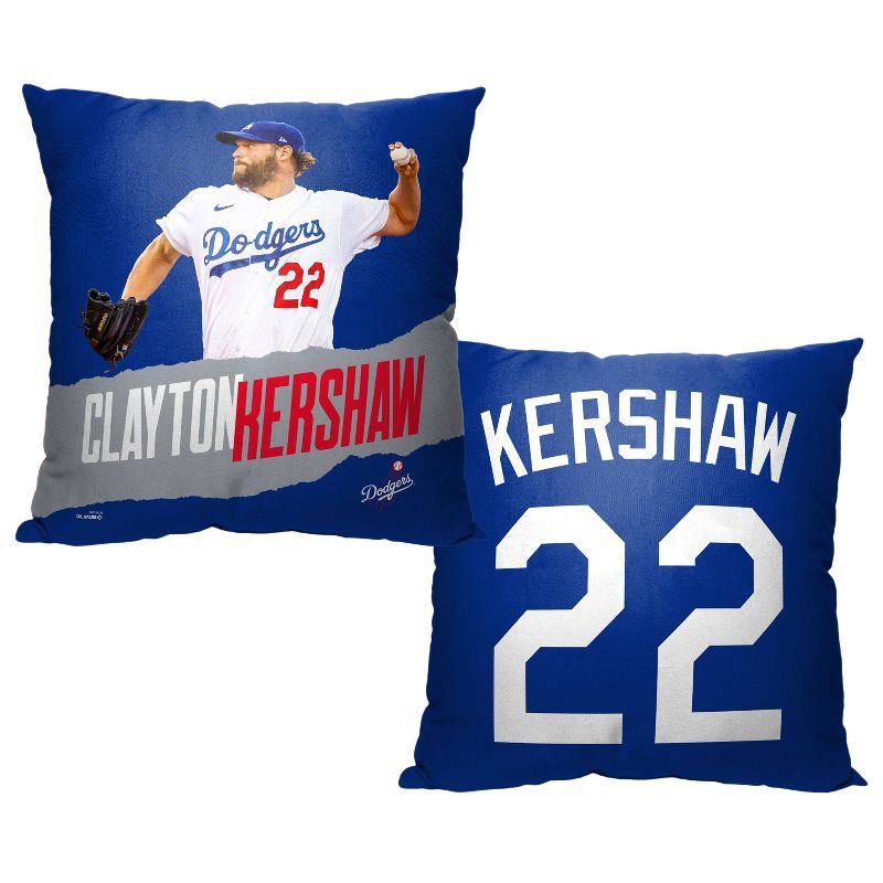 18&#34;x18&#34; MLB Los Angeles Dodgers 23 Clayton Kershaw Player Printed Throw Decorative Pillow, 3 of 6