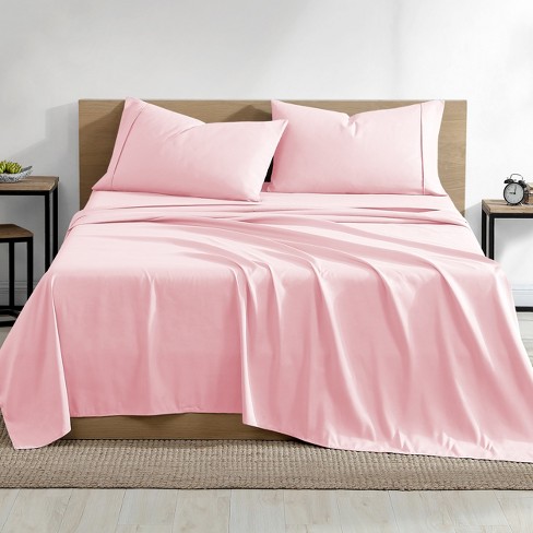 Twin Xl Light Pink 3 Piece Hydro-brushed Solid Microfiber Sheet Set By