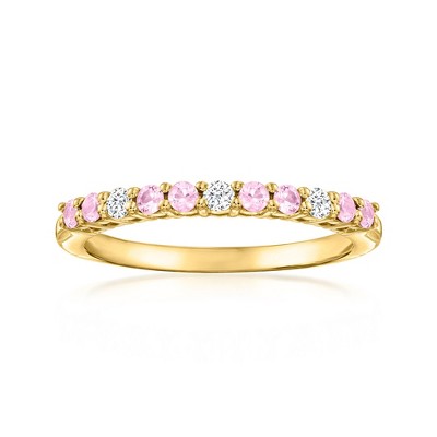 Ross-Simons 0.20 ct. t.w. Pink Sapphire Ring With Diamonds in 18kt Gold Over Sterling