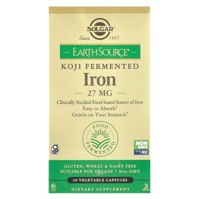 Solgar EarthSource® Koji Fermented, Iron, 27 mg, 30 Vegetable Capsules