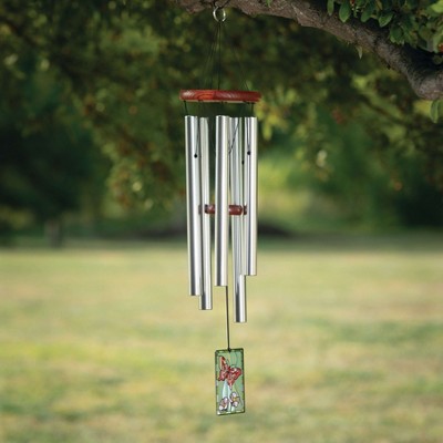 Art Deco Butterfly Wind Chime with Silver Tubes