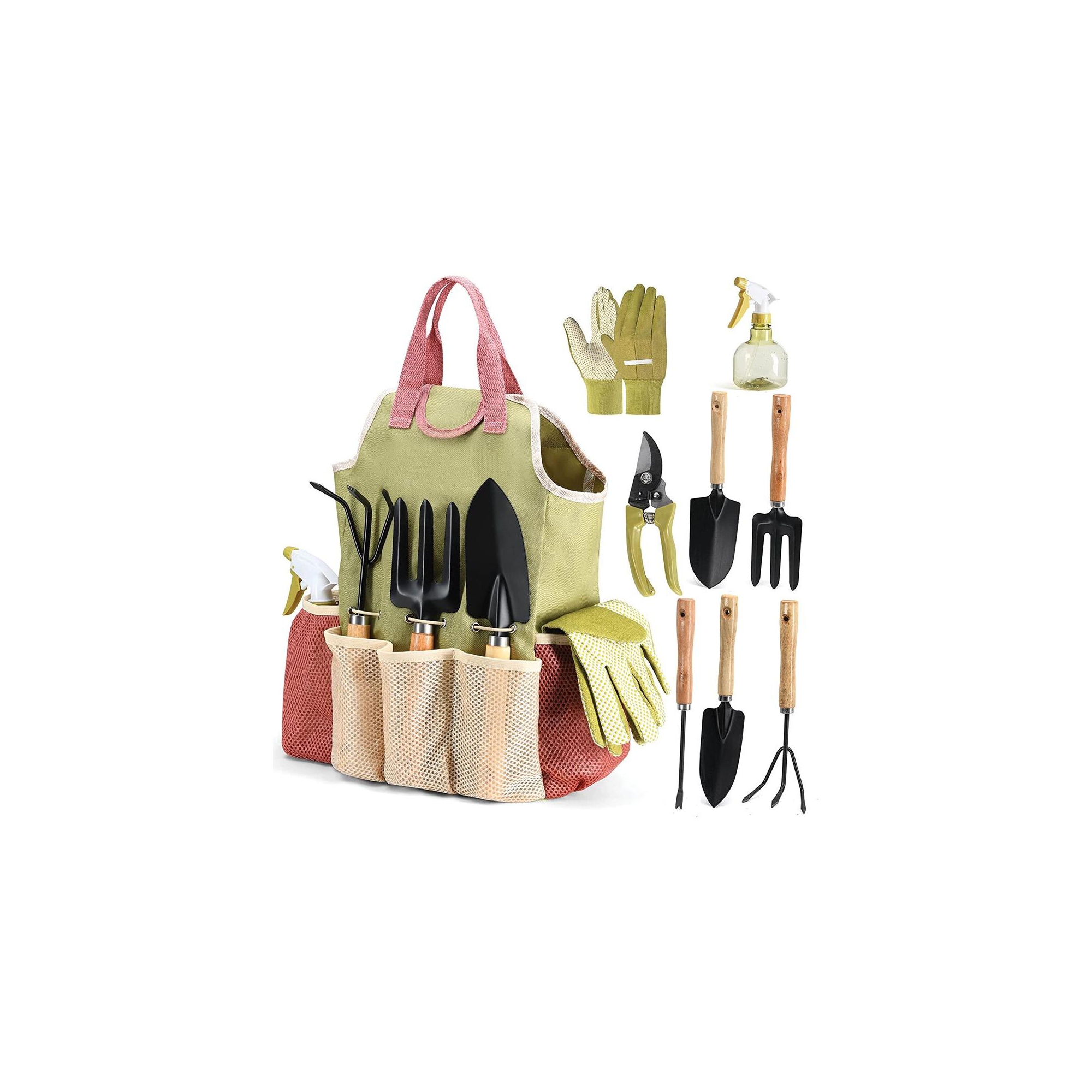 Gardening Tools Set of 10 Pieces - Complete Garden Tool Kit Comes with Bag, Gloves, Garden Tool Set with Spray Bottle Indoors & Outdoors – Play22Usa