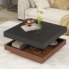 Lirago Modern 360?? Rotating Coffee Table with 3 Detachable Trays 2-Tier Farmhouse Wood Center Table Storage Living Room Black 27.5x27.5in - 3 of 4