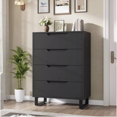 4 Dresser for Bedroom, 41.5" Tall Dresser, Freestanding Vertical Drawer Cabinet, Wooden Closet Storage Chest for Living Room, Hallway, Entryway