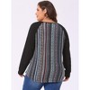Agnes Orinda Women's Plus Size Floral Animal Print Stripe Raglan Long Sleeve Blouses - 4 of 4