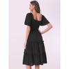 Allegra K Women's Boho Midi Square Neck Short Sleeve Tiered Flowy Smocked Dress - 3 of 4
