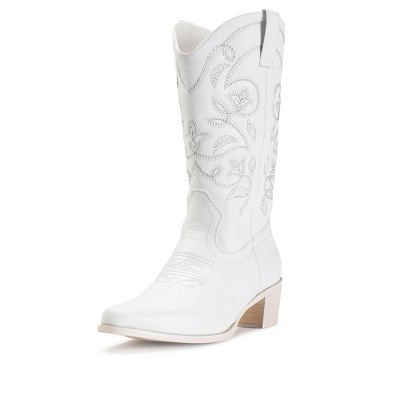 IUV Cowboy Boots For Women Pointy Toe Women's Western Boots Cowgirl Boots Brown/White