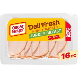 Oscar Mayer Deli Fresh Honey Smoked Turkey Breast Sliced Lunch Meat Family Size - 16oz - 1 of 4