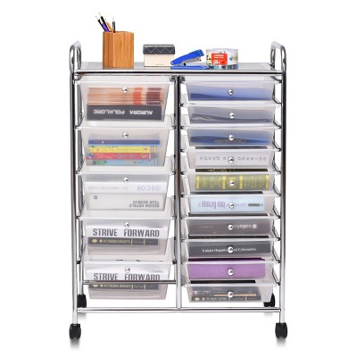 Costway 15 Drawer Rolling Storage Cart Tools Scrapbook Cosmetics Paper Organizer