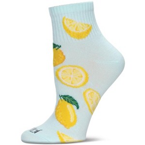 Memoi Women's Multi-Lemons Athletic Quarter Socks Mint 9-11 - 1 of 3