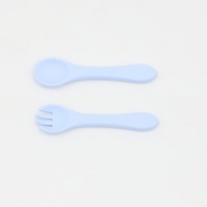 MyKids-USA Baby Food Grade Complementary Food Training Silicone Spoon Fork Sets - 1 of 4