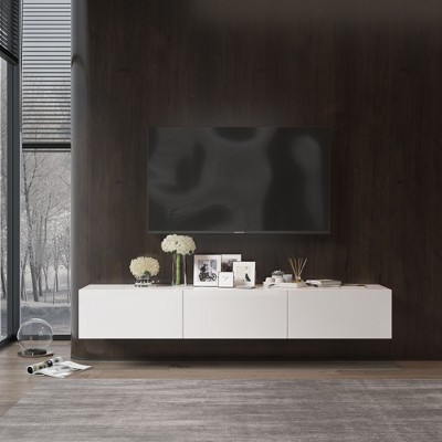 Famapy White Wide Floating TV Stand and Media Console